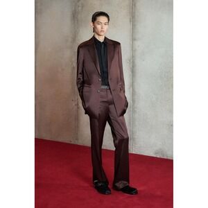 Zara Ludovic de Saint Sernin Brown Satin Flared Trousers Mens 30 0706/602/700